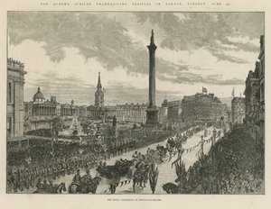 Királyi körmenet a Trafalgar téren alkotó: English School