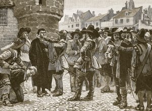 Salisbury-i királypárti cselszövők sértegetik a seriffet, illusztráció a Cassells Illustrated History of England-ből (szépia fotó) alkotó: English School