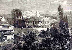 A Colosseum romjai, a Palatinusból, Edward Ollier Cassells Illustrated Universal History illusztrációja, 1890-ben megjelent (digitálisan javított kép) alkotó: English School