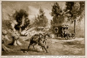 A német lövedékek kesztyűjének futtatása: Motoros mentők tűz alatt a nyugati fronton, 1914-1919 alkotó: English School