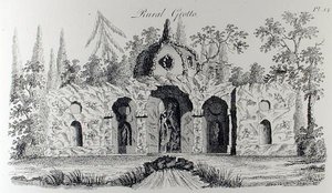 Rural Grotto, a "Grotesque Architecture or Rural Amusement"-ből, William Wright, megjelent 1767-90 körül (metszet) (f/w fotó) alkotó: English School