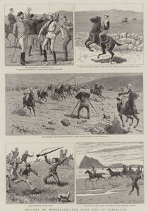 Tengerészek lóháton, a haditengerészet kupája Gibraltáron (metszet) alkotó: English School