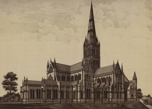 Salisbury katedrális, északkeletről (litho) alkotó: English School