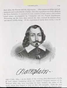Samuel de Champlain (kb.1567-1635) illusztrációja az „Amerika narratív és kritikai története” IV. kötetéből, 1886 alkotó: English School
