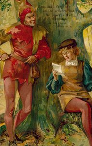 Jelenet William Shakespeare "Ahogy tetszik" című művéből (színes litográfia) alkotó: English School