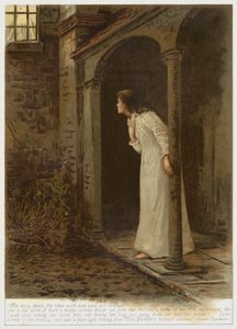 Jelenet Janet bűnbánatából, a George Eliot által írt A klerikusi élet jelenetei című kötet egyik története (színes litográfia). alkotó: English School