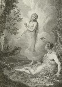 Jelenet az Elveszett paradicsomból, John Milton alkotó: English School