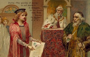 Jelenet William Shakespeare A velencei kalmár című művéből (színes litográfia) alkotó: English School