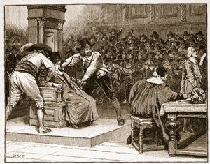 Jelenet az alsóházban: a felszólaló kényszerítve, illusztráció a Cassells Illustrated History of Englandből (szépia fotó) alkotó: English School