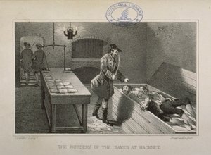 Egy Hackney Baker kirablásának jelenete, 1730 körül alkotó: English School