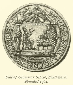 A délwarki gimnázium pecsétje, alapítása 1562 alkotó: English School