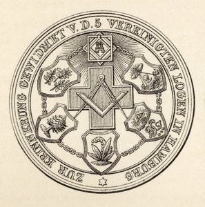 A hamburgi szabadkőművesek pecsétje a „The History of Freemasonry III. kötetből”, Thomas C. Jack, London, 1883 alkotó: English School