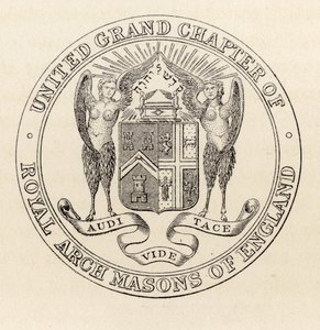 Az angol királyi kőművesek egyesült nagykáptalanjának pecsétje, 1817, „The History of Freemasonry, II. kötet”, Thomas C. Jack, London, 1883 alkotó: English School