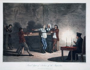 Az inkvizíció kínzásának második foka, vésette L.C. Stadler, kocsma. készítette: Cadell & Davies, London, 1813 körül (színes metszet) alkotó: English School