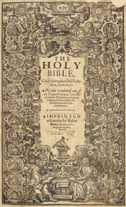 Az úgynevezett King James Biblia második fólió kiadása, "A Szent Biblia, amelyet újonnan fordítottak le az eredeti nyelvekről, olvasásra kijelöltek a BL egyházakban" alkotó: English School