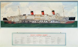 Az R.M.S. Queen Mary metszeti terve G.Havis által (20. századi terv) alkotó: English School