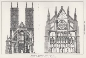 A Westminster Abbey szakaszai, amelyek bemutatják Pullan úr arányrendszerének alkalmazását (metszet) alkotó: English School