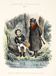 Válogatás Seymourtól: No. 3, "Ez egy magányos hely, uram, nem félsz attól, hogy kirabolják." Pub 1840 körül (kézzel festett metszet) alkotó: English School