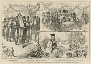 Istentisztelet a Bevis Marks zsidó zsinagógában Sir Moses Montefiore századik évének emlékére alkotó: English School