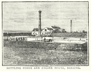 Települési tavak és gépház, Barking (metszet) alkotó: English School