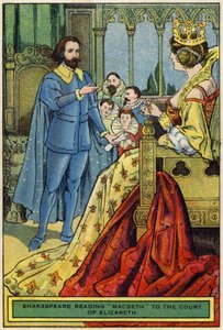 Shakespeare felolvas Macbethet Erzsébet udvarának alkotó: English School