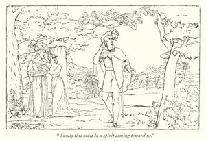 Shakespeare: A vihar; Ferdinánd Ariel dala vezetésével (metszet) alkotó: English School
