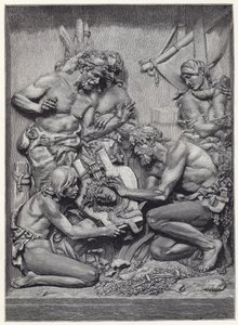 Pásztorok, akik felfedezik Orpheusz fejét, M Cordonnier domborművéről alkotó: English School