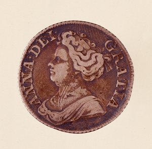 Ezüst angol Groschen, Anne Stuart királynő (A nagy-Britannia Anne) uralkodása (1665-1714) 1712. Átm. 2,5 cm Nápoly, museo archeologico alkotó: English School