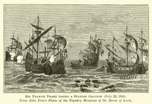 Sir Francis Drake spanyol galleont vesz, 1588. július 22-én alkotó: English School