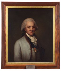 Sir Isaac Heard, a harisnyakötő fegyverzet királya alkotó: English School