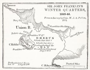 Sir John Franklins Winter Quarters, 1845-1846 a Com. felméréséből. W.J.S. Pullen 1854, pub. 1854 alkotó: English School