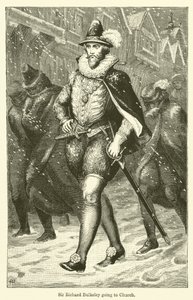 Sir Richard Bulkeley templomba megy (metszet) alkotó: English School
