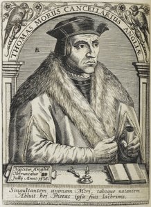 Sir Thomas More, Saint, illusztráció az „Ötven ember jeles tanulás és tanulás ikonjai” című könyvéből. alkotó: English School