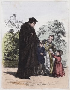 Sir Thomas More és gyermekei (színes metszet) alkotó: English School