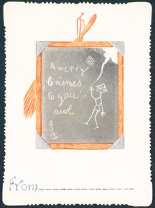 Vázlat a fekete táblán, karácsonyi kártya alkotó: English School