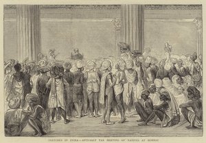 Vázlatok Indiában, bennszülöttek sóadóellenes találkozója Bombayban (metszet) alkotó: English School