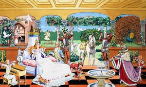 Sleeping Beauty Awakened (gouache, papír) alkotó: English School