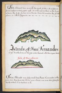 Sloane MS 44, f.269v, Juan Fernández térképe William Hack South Sea Wagoner című filmjében alkotó: English School