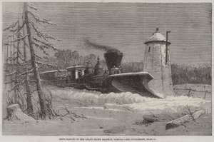 Schneepflug auf der Grand Trunk Railway, Kanada (Stich)