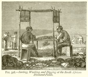 Sortieren, Waschen und Graben in den südafrikanischen Diamantenfeldern von English School