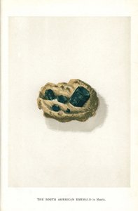 Dél-amerikai smaragd mátrixban, Edwin Streeter "Precious Stones and Gems" című művéből, London, George Bell & Sons alkotó: English School