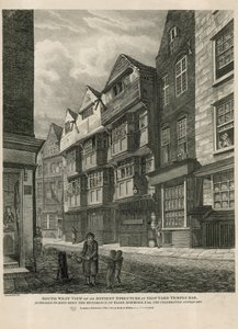Délnyugati nézet egy ősi építményről a Ship Yard Temple Barban, amely állítólag Elias Ashmole, az ünnepelt antikvárium rezidenciája volt alkotó: English School