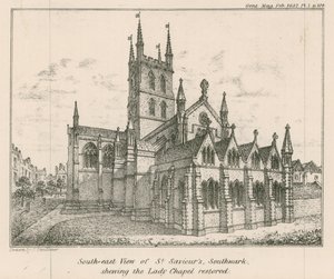 Délkeleti nézet a St Saviors Church-ről, Southwark, amely a felújított Lady-kápolnát mutatja alkotó: English School