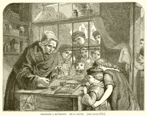 Hapenny elköltése. Írta: G. Smith alkotó: English School