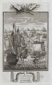Sr G Ayscue elvesz vagy elsüllyeszt 30 holland hajó vitorlát (metszet) alkotó: English School