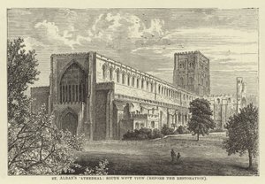 St Albans katedrális, délnyugati nézet, a helyreállítás előtt alkotó: English School