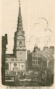 St Brides Church, Fleet Street, London, 1825. január 11-én alkotó: English School