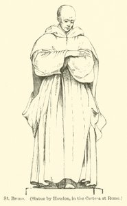 Szent Brunó, Houdon szobra a római Certosában (metszet) alkotó: English School