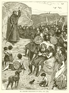 St. Columb prédikáció Ionában, Kr.u. 564 alkotó: English School