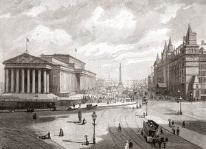 Szent György csarnok és Lime Street, Liverpool, a "Cities of the World" című, 1893 körül megjelent kiadványból (nyomtatás). alkotó: English School